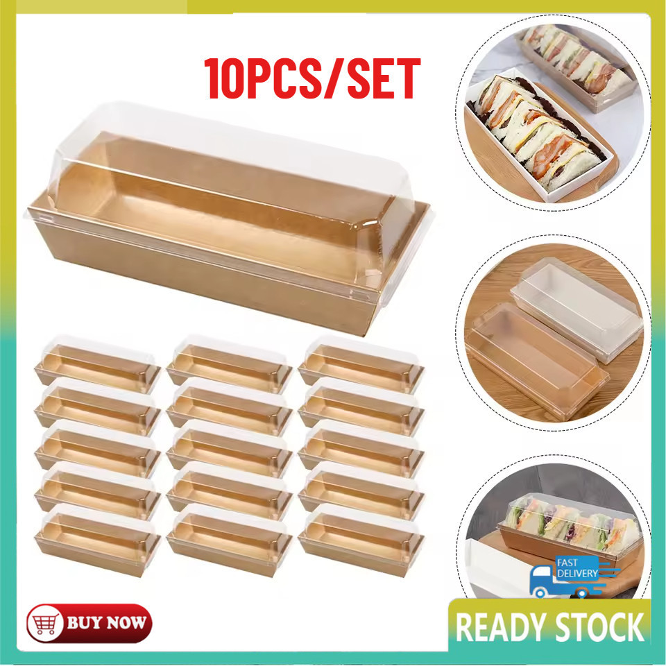10pcs Disposable Square Cake Sandwich Box Small Sandwich Containers ...