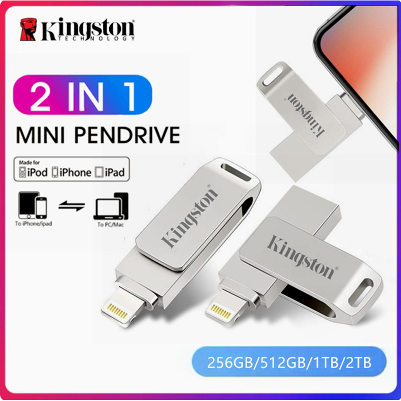 Kingston 1TB 2TB Pendrive for iPhone Flash Drive 2-in-1 Lightning ...