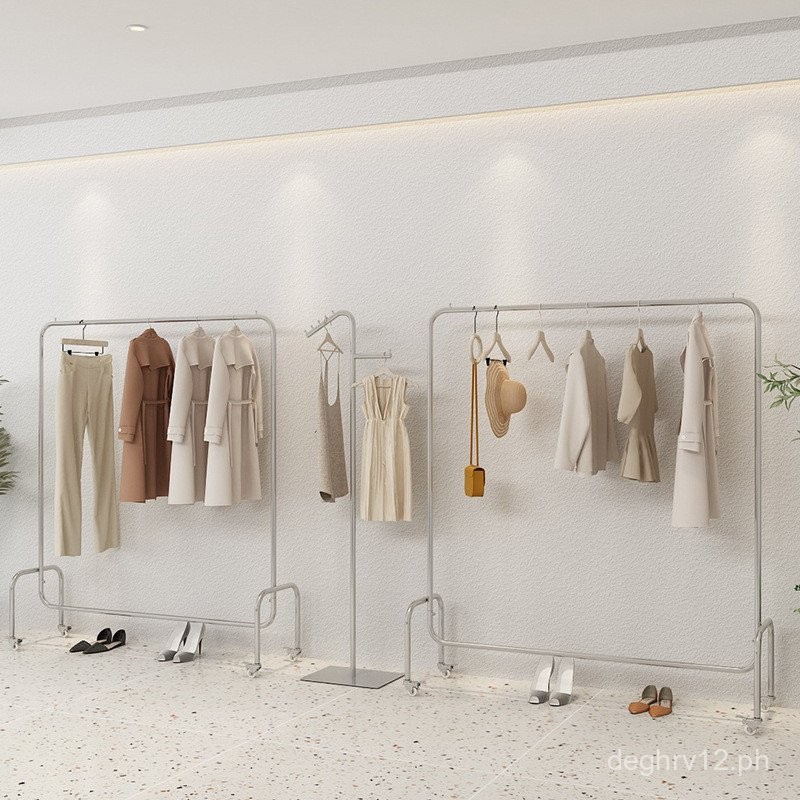 Clothing Store Display Rack Floor-Standing with Wheels Movable Island ...