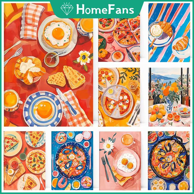 【HF】Dessert Food Paint By Numbers Flowers Oil Painting By Number Kits ...