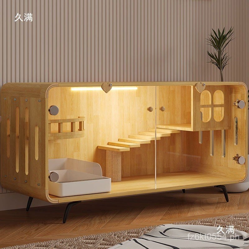 Shared Cat Cabinet Display Cabinet Solid Wood TV Cabinet Double-Sided ...