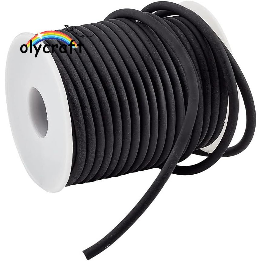 1Roll 16.4 Yards/15m Solid Rubber Cord 4mm Black White Plastic Rope ...