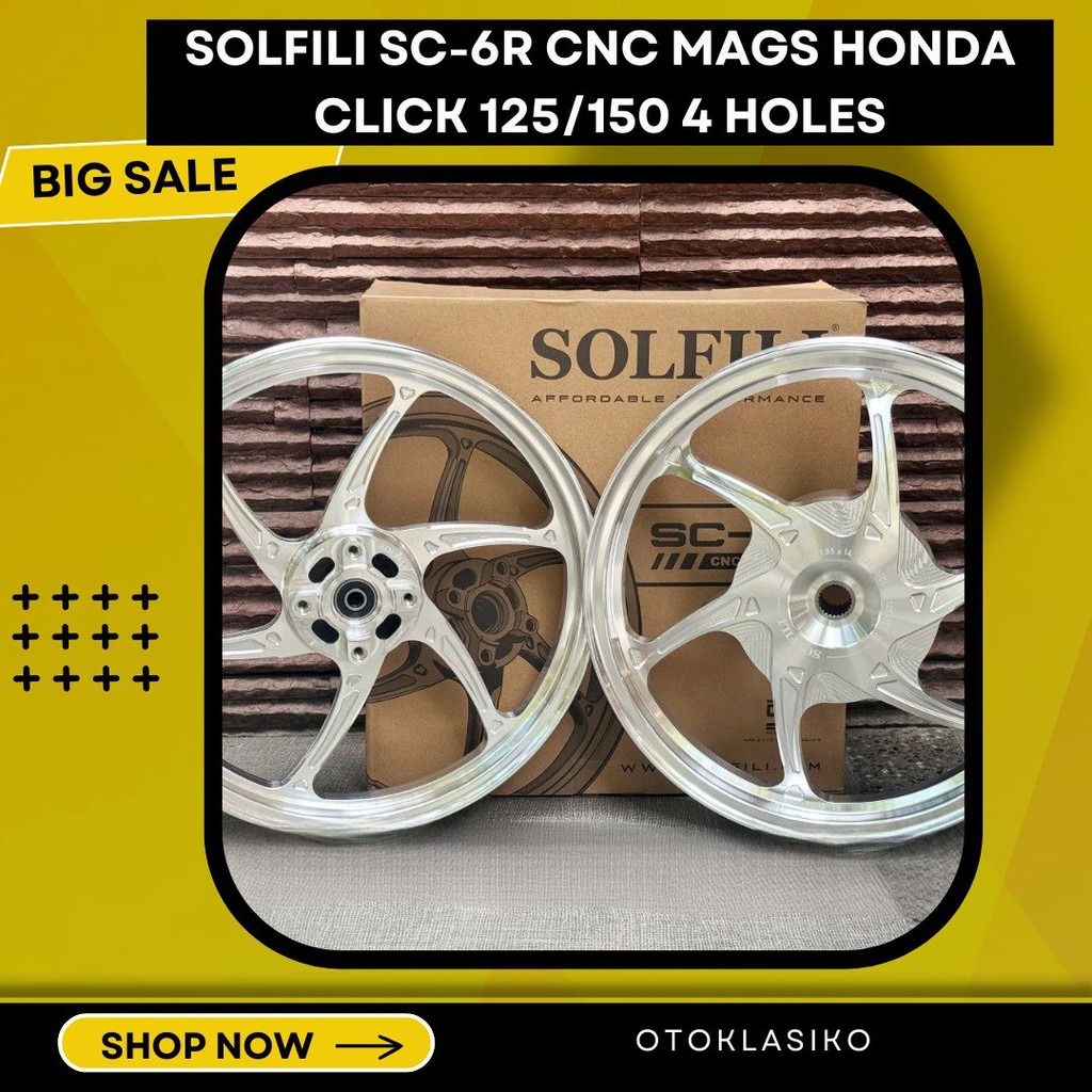 SOLFILI CNC Rim SC-6R for Honda Click 125/Click 150 (4H) F - 1.60 R - 1 ...