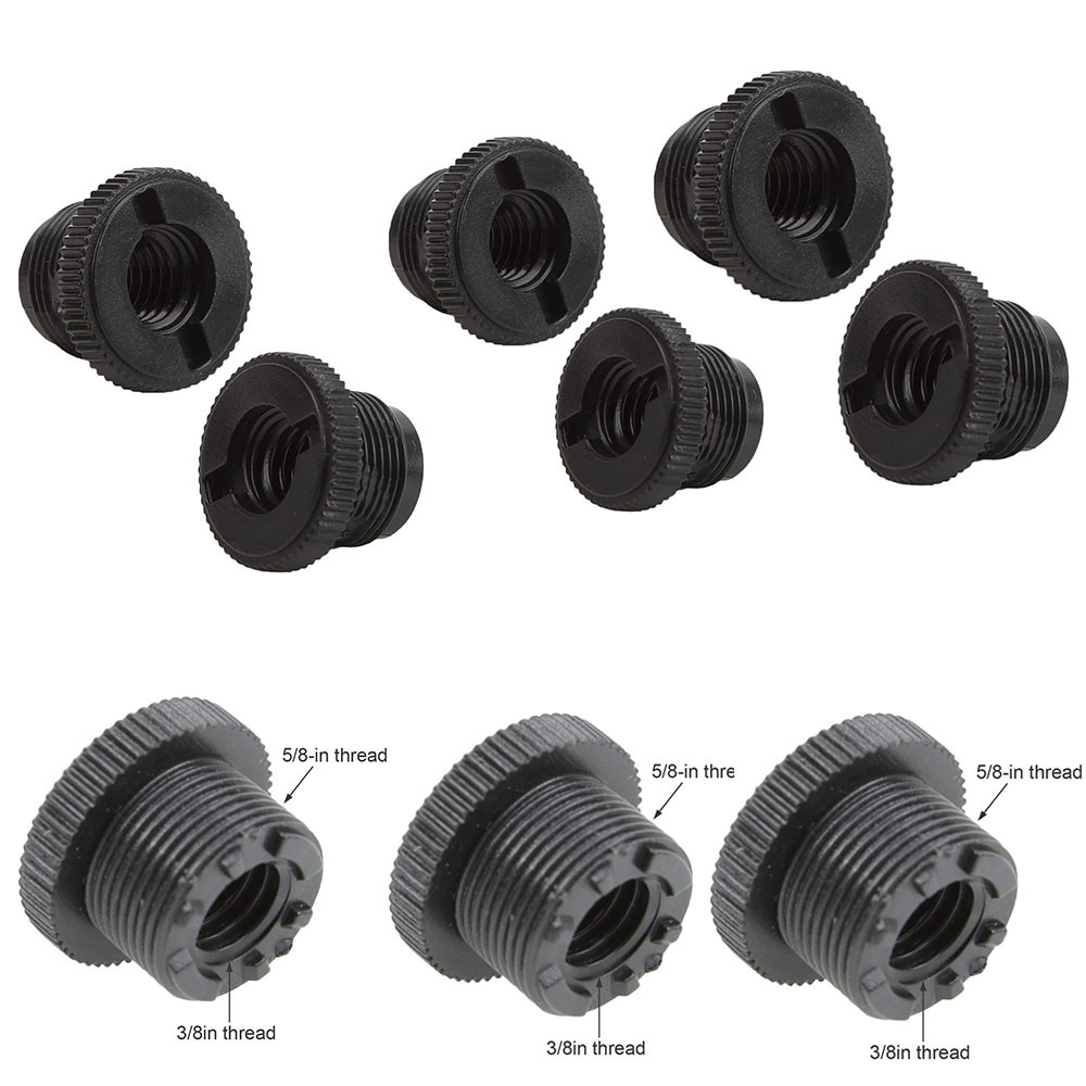 5/8-Inch Male to 3/8-Inch Female Mic Screw Thread Adapter Black Plastic ...