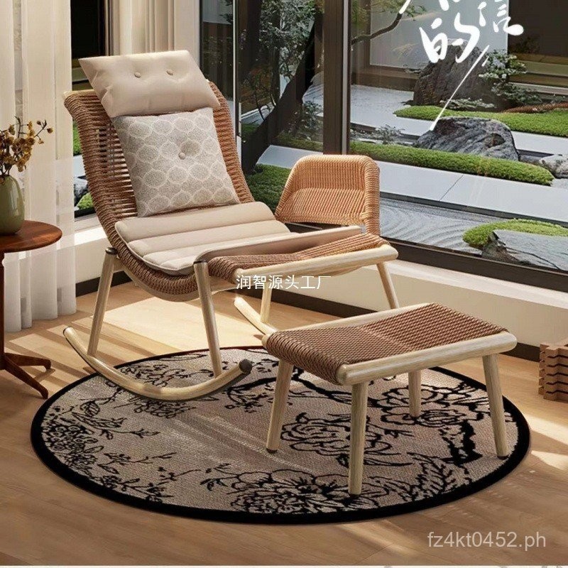 Adult Patio Outdoor Lazy Balcony Rocking Chair Single Household Retro ...