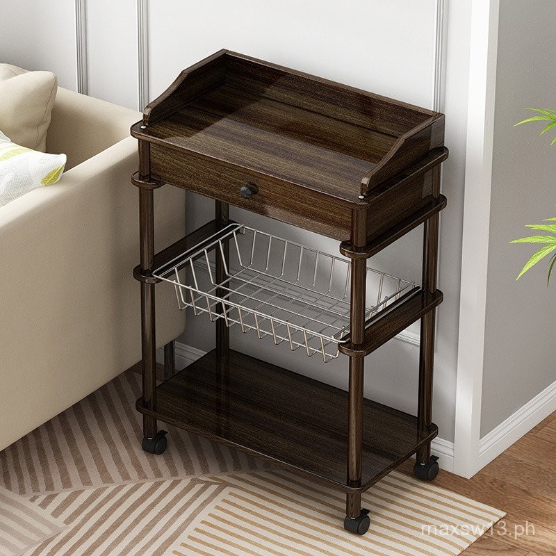 Solid Wood Movable Small Tea Cabinet Storage Rack Floor-standing Home ...