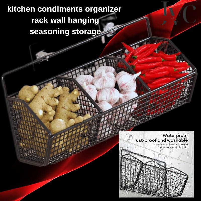 Kitchen Condiments Organizer Rack Wall Hanging Storage Shelf Metal ...
