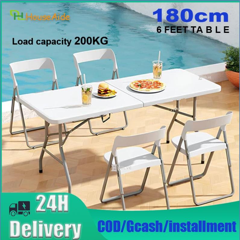 Folding Table 6ft (180cm) Portable foldable table suitable for picnic ...