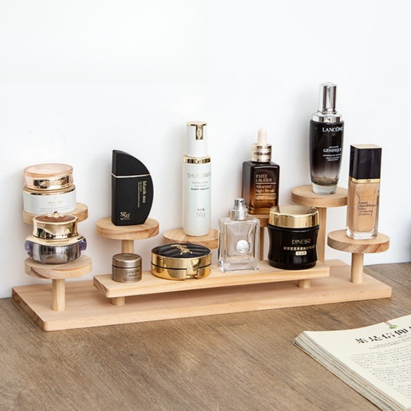 Wood Cosmetics desktop storage decoration rack perfume jewelry display ...