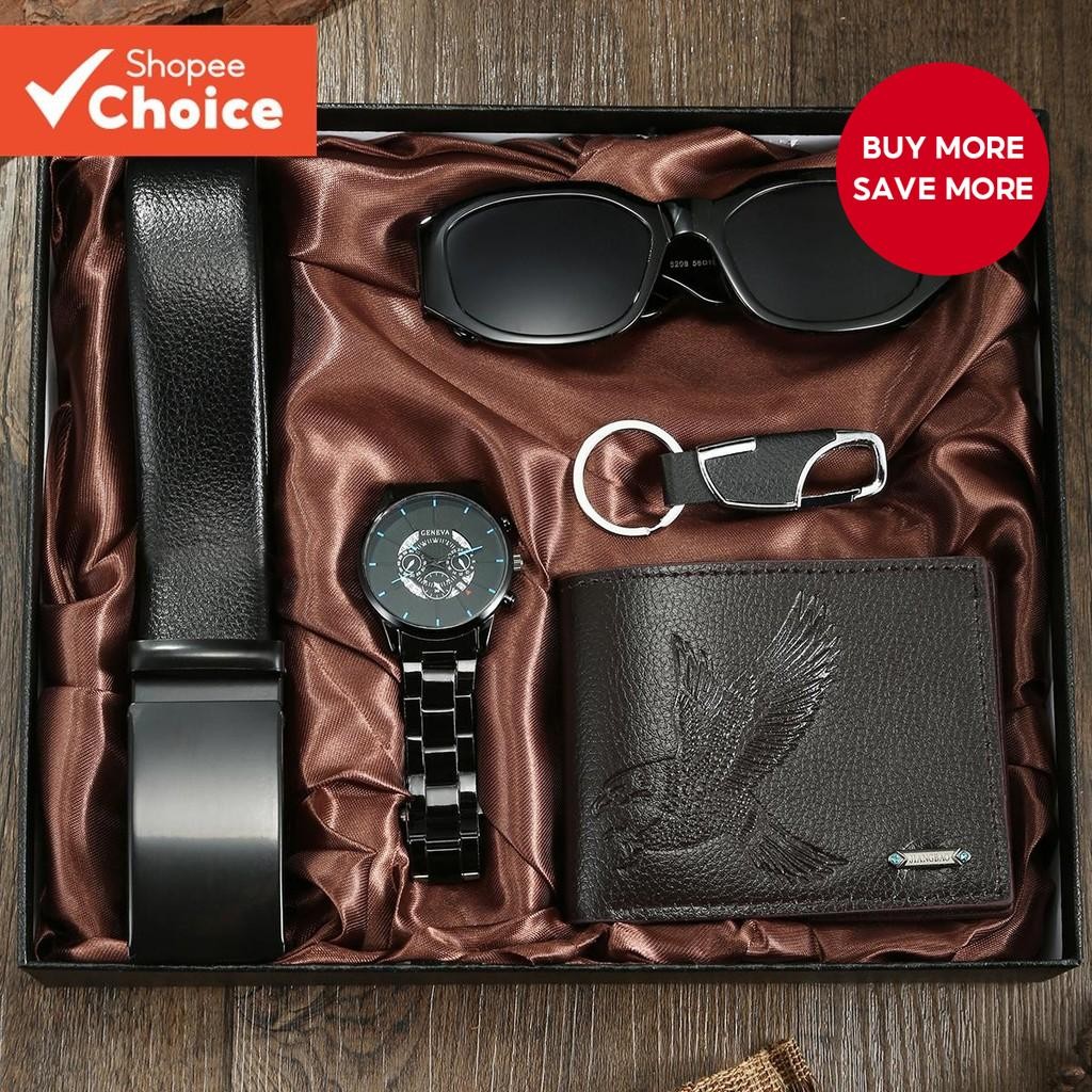 A Men's 5-Piece Set Classic All-Match Watch-Quartz Watch, Keychain ...