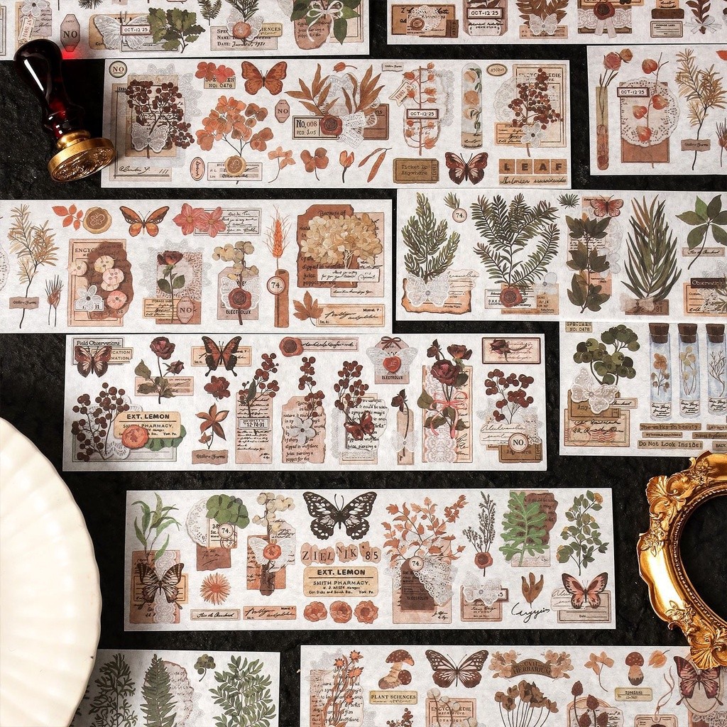 6 Sheets Vintage Plant Sticker Set Transparent Plant Stickers Bullet ...
