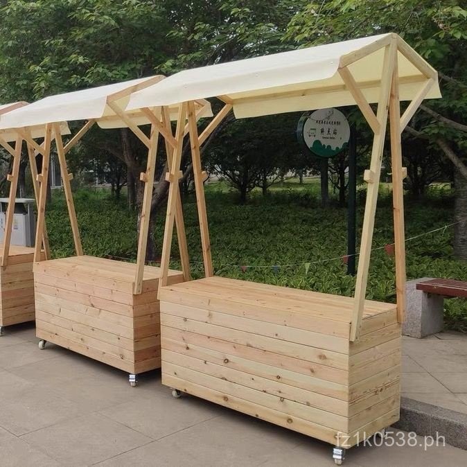 Market Folding Solid Wood Stall Promotion Flower Cart Outdoor Display ...