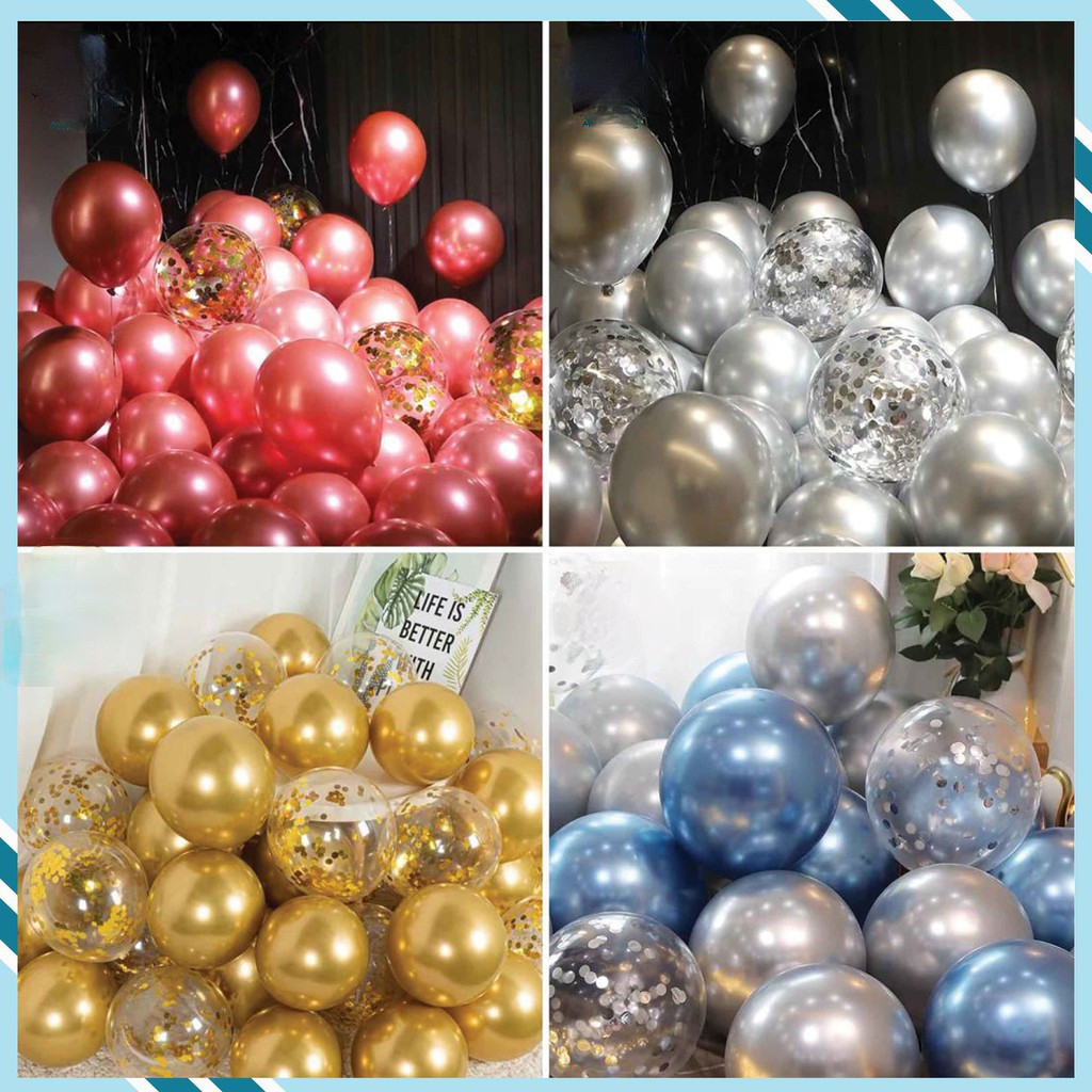 30pcs 12" Metalic Confetti Latex Balloon Red,Gold,SilverBlue-Birthday ...