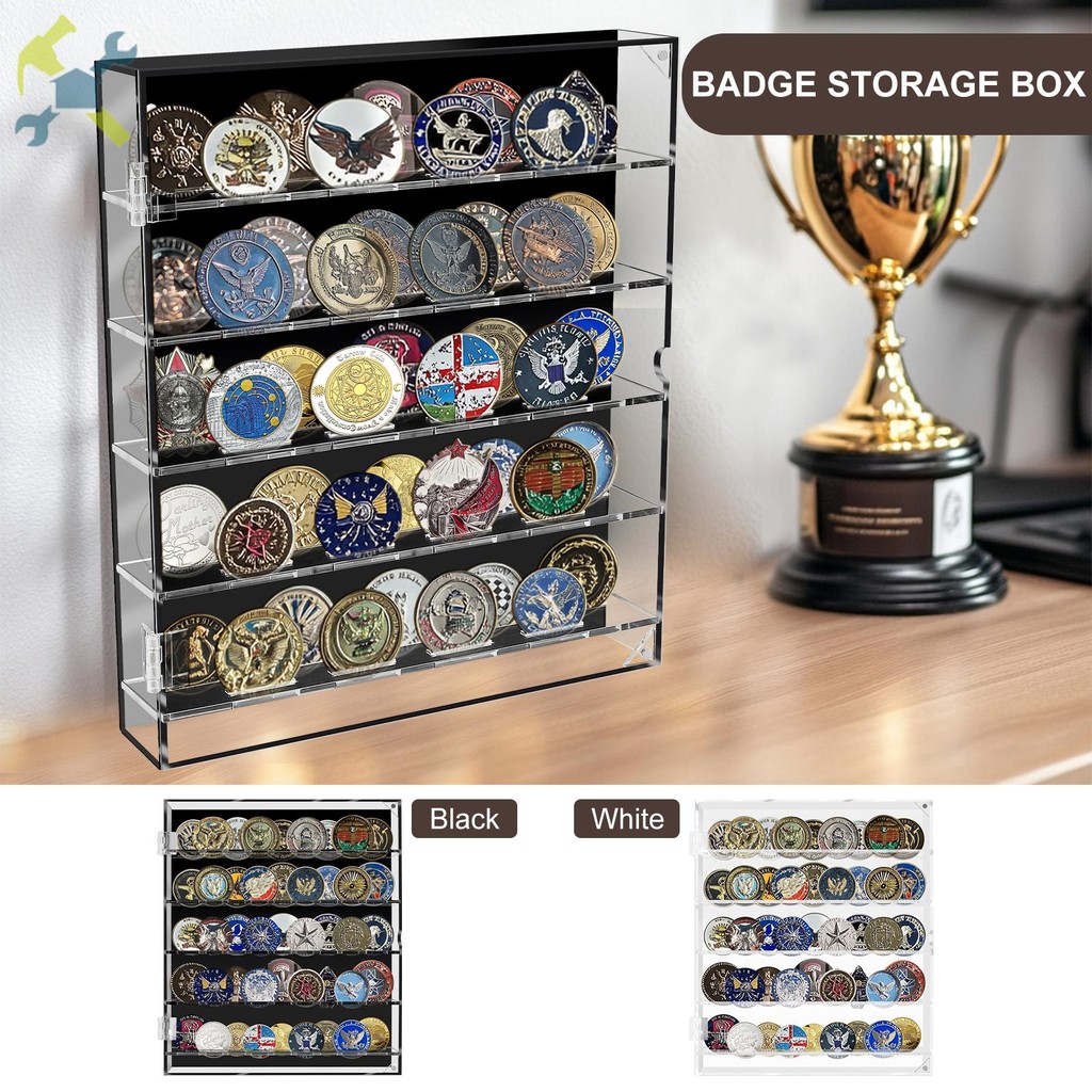 Pin Display Case Acrylic Badge Storage Box Transparent Magnetic Door ...