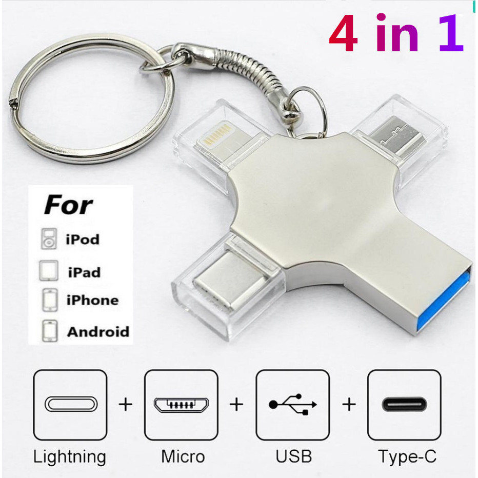 4 in 1 Flash Drive USB 3.0 Memory Stick OTG Fast Type-C Suitable for i ...
