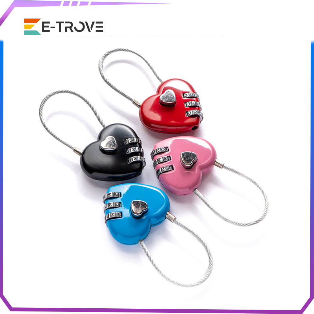 Wire Rope Combination Lock 3 Digit Code Lock Padlock Number Lock ...