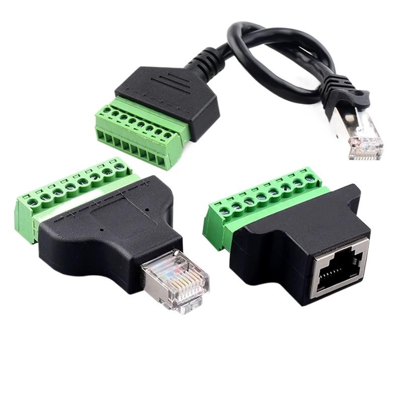 RJ45 to 8PIN Terminal 8P8C Male Network with Shielding Adapter Crystal ...