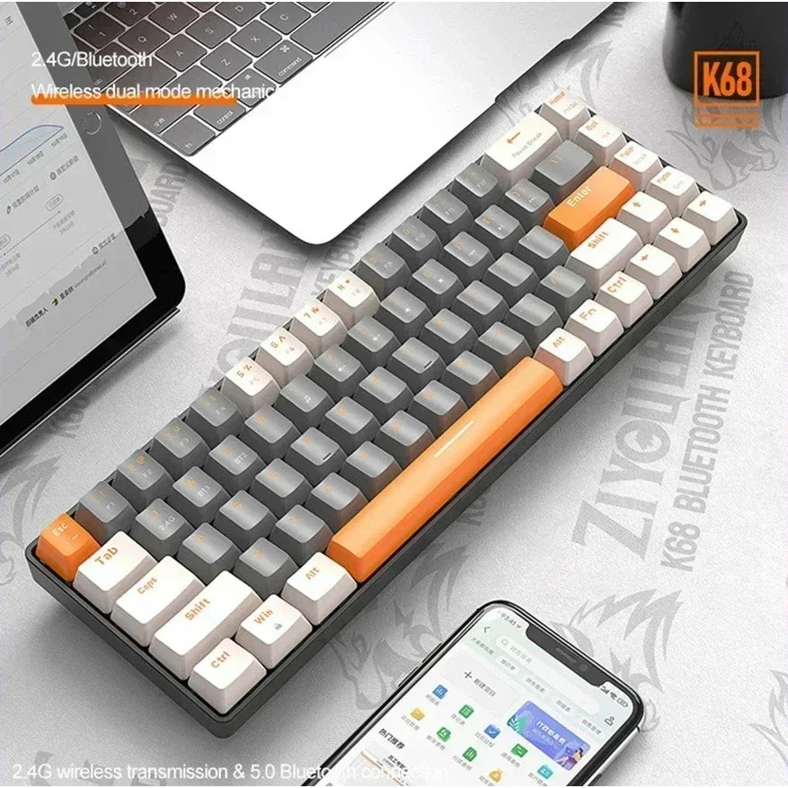Free Wolf K68 Mechanical Keyboard Bluetooth Wireless Dual-Mode ...