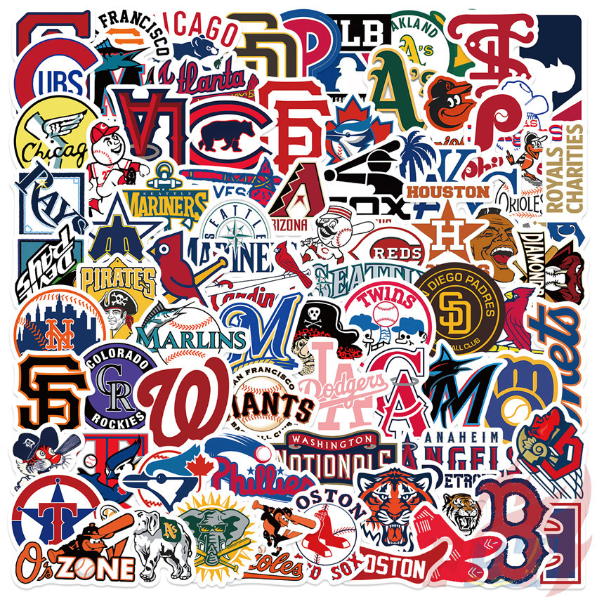100Pcs/Set Major League Baseball . MLB Series 02 Stickers DIY ...