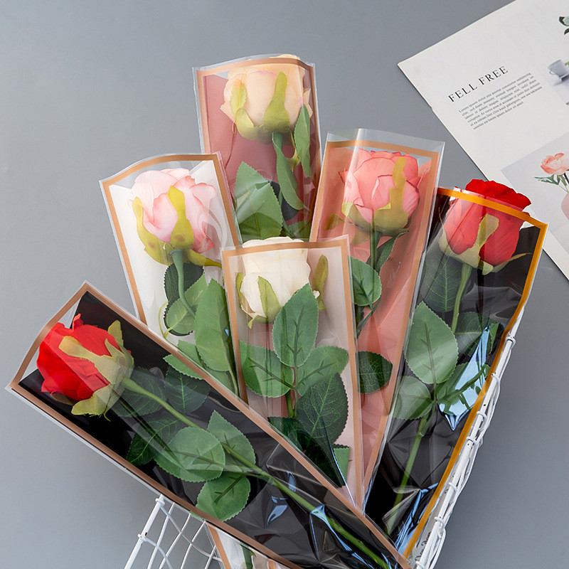 [Cey] 50pcs Single Rose Sleeves Flower Wrapping Bag Bouquet Packaging ...