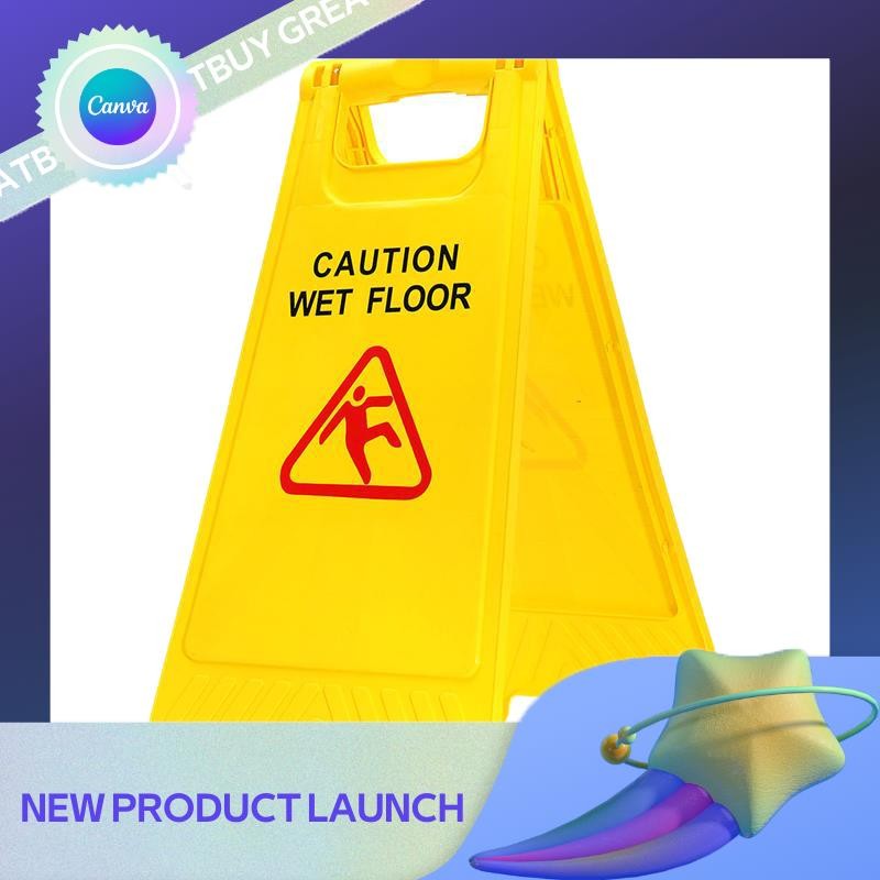 CAUTION WET FLOOR Yellow Warning Wet Floor Sign Safe Clean Smooth ...