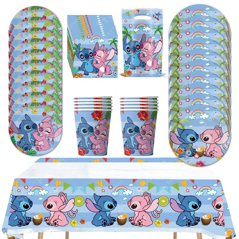 Lilo Stitch Cartoon Theme Happy Birthday Party Plate Spoon Fork Banner ...