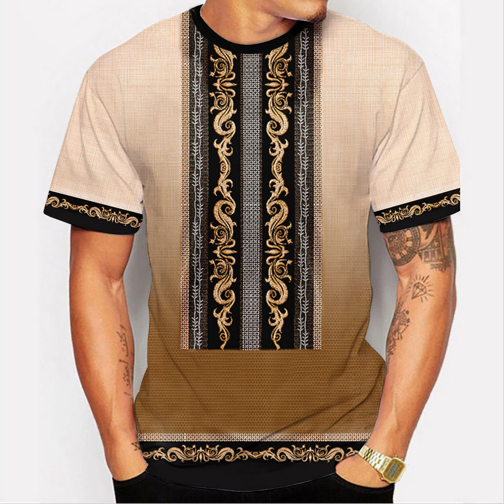 2025 New Year Summer Ethnic Barong Men's Round Neck Short Sleeve Shirt