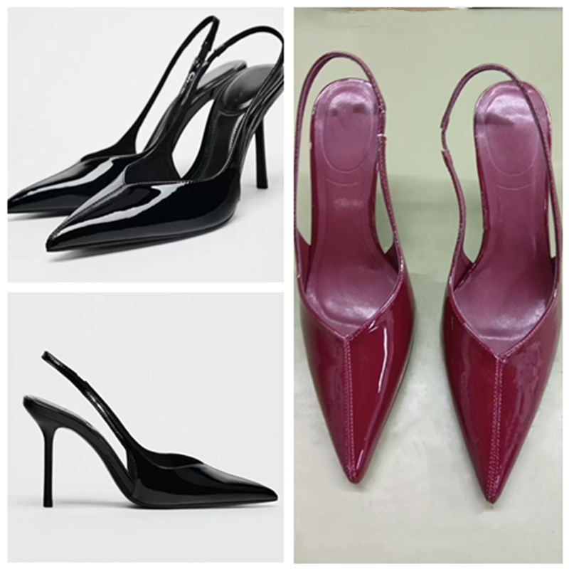 [Ready Stock] 2025 New ZARA Sharp pointed shallow mouth black patent ...