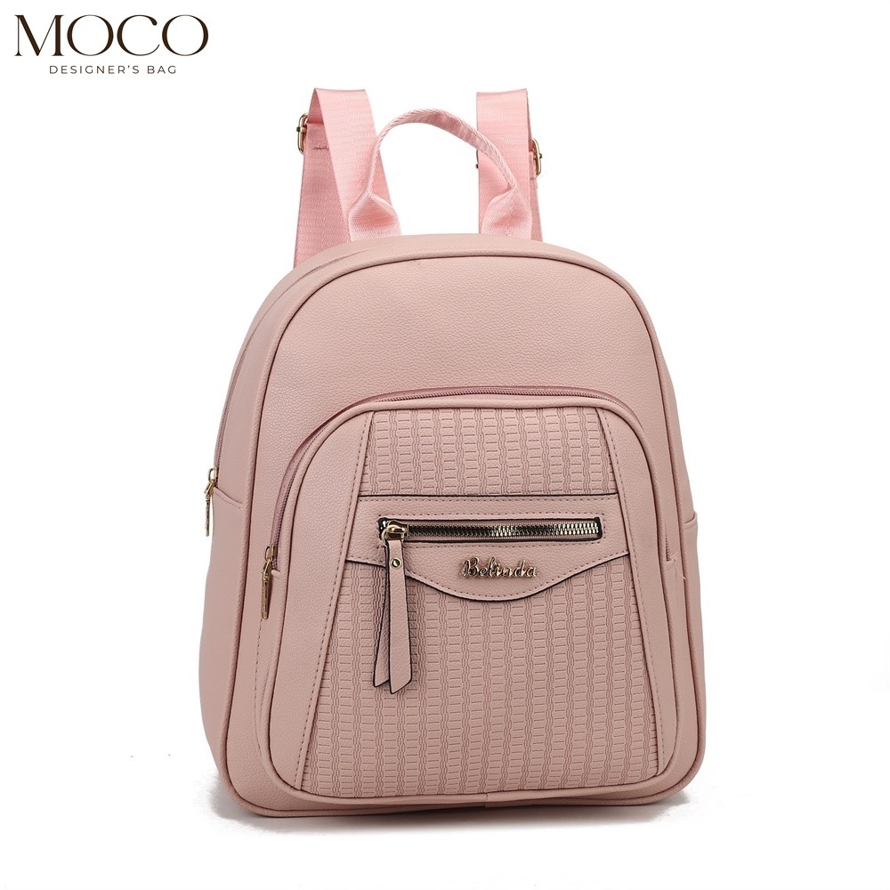 MOCO Backpack For Woman PU Leather Korean Fashion Office Girl College ...