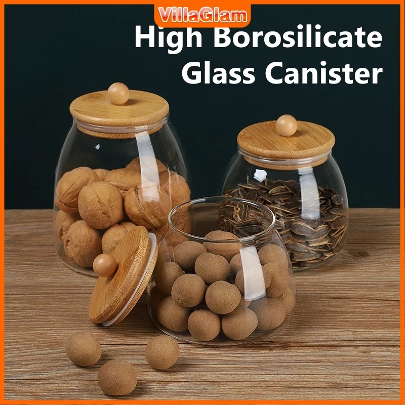 VG Borosilicate Glass Jar Canister Airtight Food Storage for Candy Tea ...