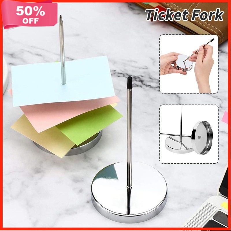 Metal Straight Rod Ticket Fork Restaurant Receipt Holder Silver Color ...