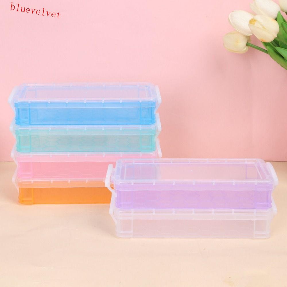 BLUEVELVET Transparent Pencil Case, Large Capacity with White Buckles ...