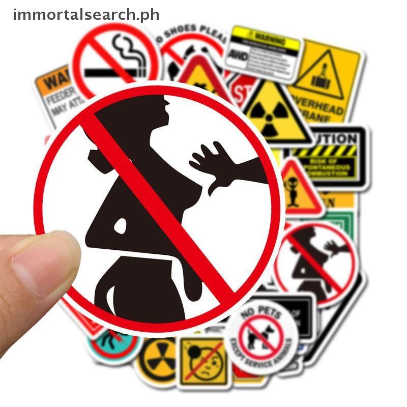 imm 50pcs Cartoon Warning Stickers Danger Banning Skateboard Guitar ...