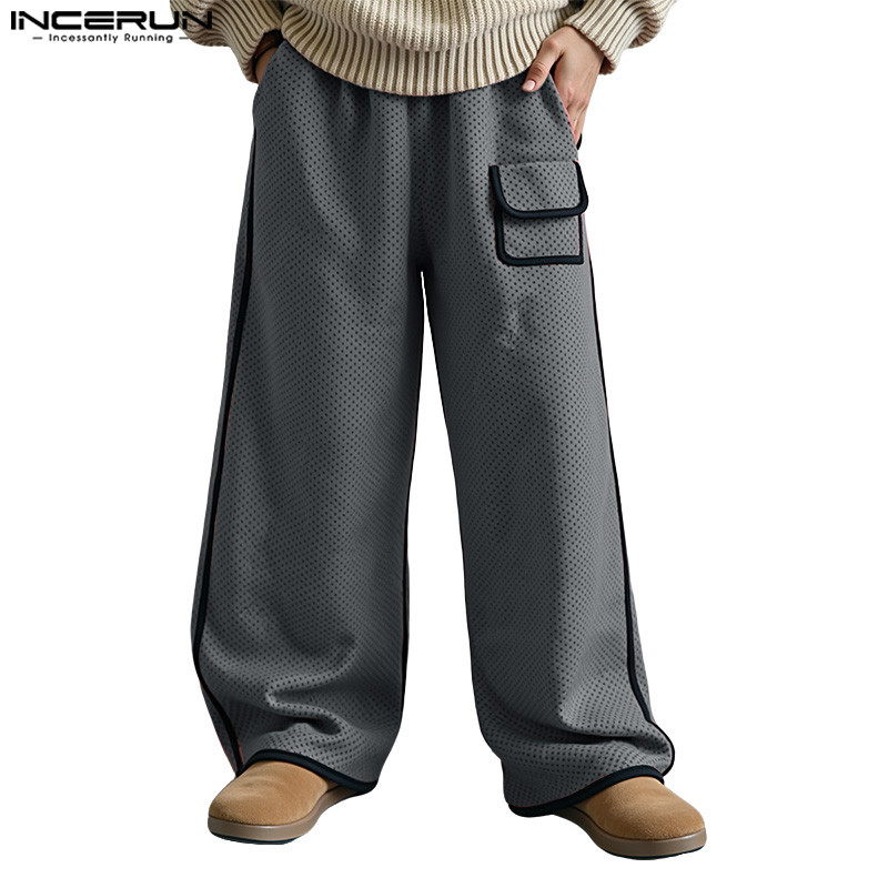 INCERUN Men's Fashion Loose Splicing Ribbon Pants | Shopee Philippines