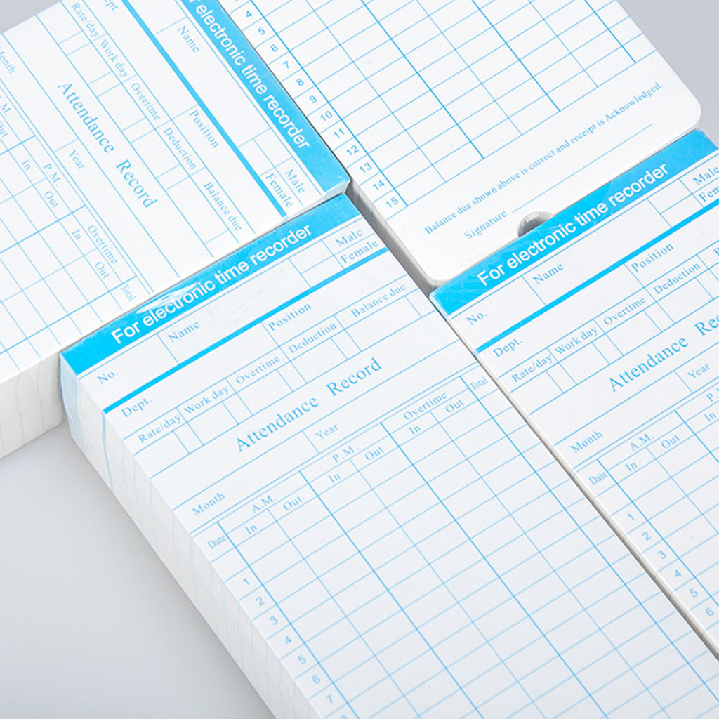 100pcs/ Pack Time Cards Timecards Monthly 2-sided for Employee ...