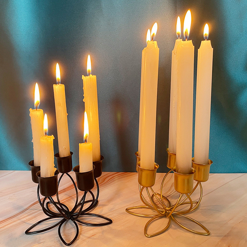 Iron Art Lotus Shaped Candlestick Dining Table Candle Holder Stage ...