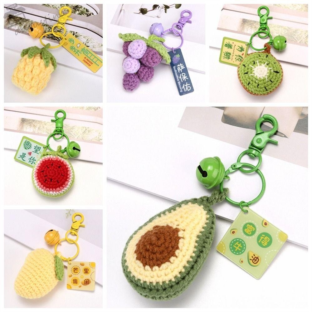AUGUSTINA Knitted Keychain, Mango Watermelon Avocado Crochet Fruit Key ...