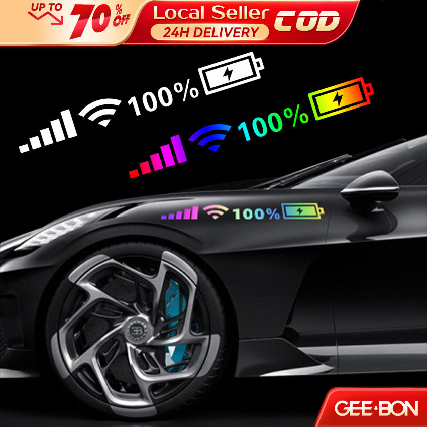GEEBON Car Vinyl Reflective Stickers Signal WiFi Full Battery Sign ...