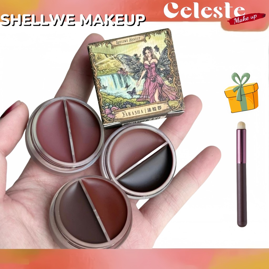 SHELLWE MAKEUP Cheek & Lip Mud Matte lipstick 【GIFT Lip brush】Black ...