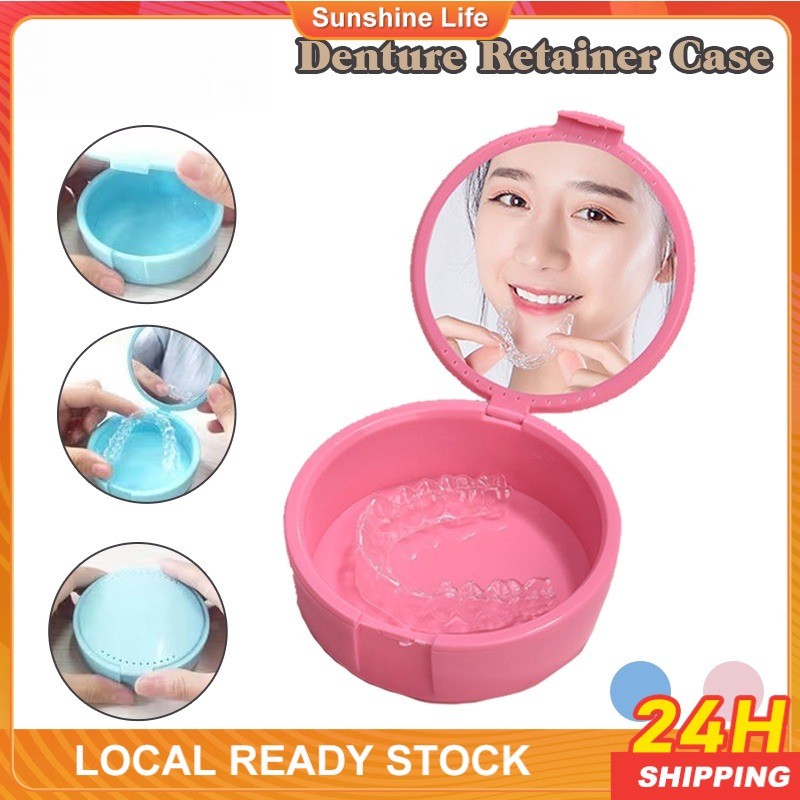 Denture Retainer Case with Mirror and Ventilation Holes,Plastic Tooth ...
