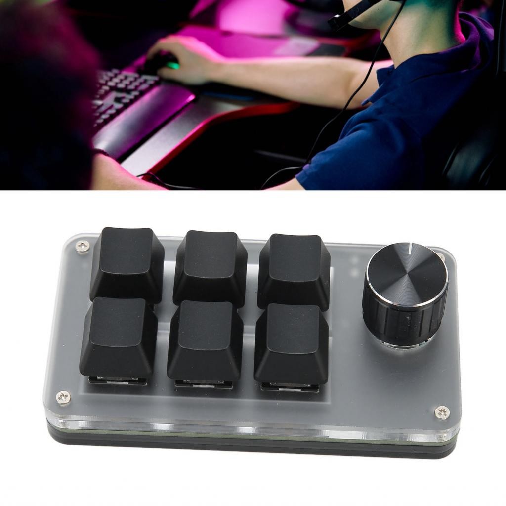 Xguli 6 Keys Mini Keypad with Knob Type C Wired RGB Light Blue Switch ...