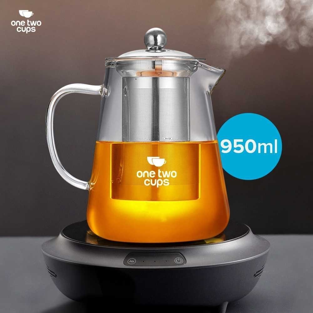 One Two Cups Glass Tea Pot Teapot Glass Heat Resistant Fire with Filter ...