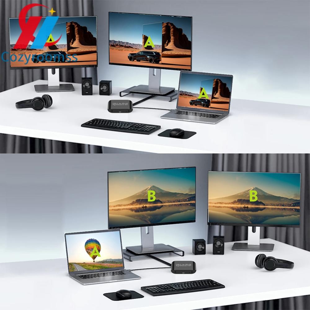 USB C to HDMI + DP Splitter 8K Multi Monitor Adapter 1 in 2 Out MST ...