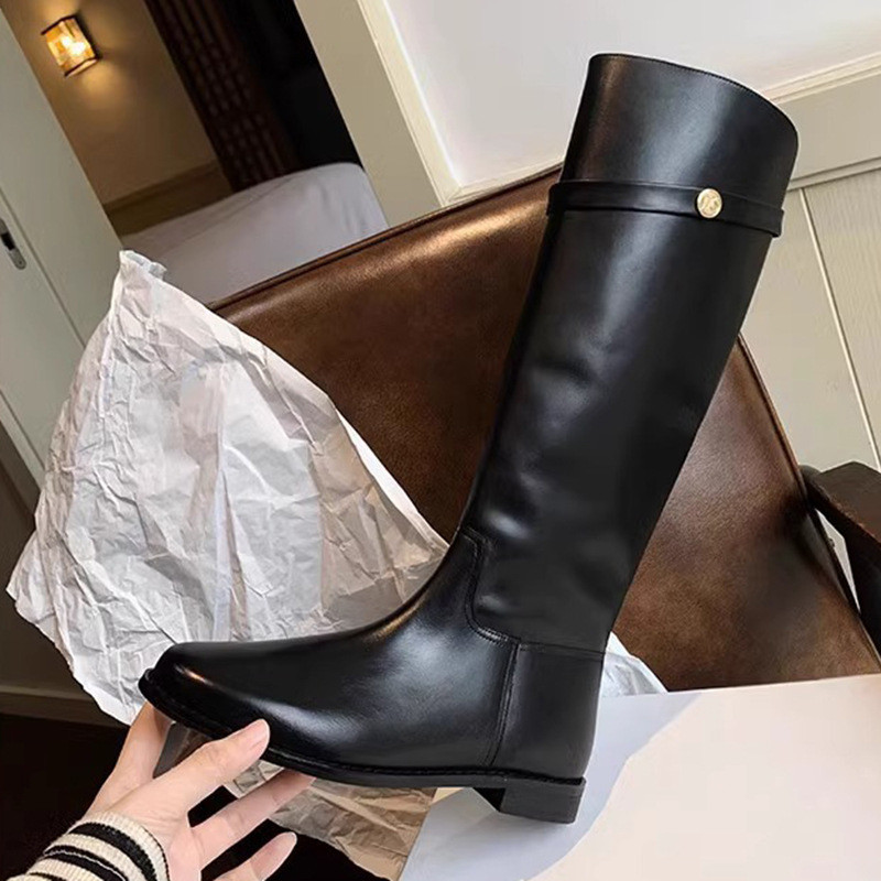 High Leg Boot Genuine Leather Flat Bottom~New Cowhide Boots Women's ...