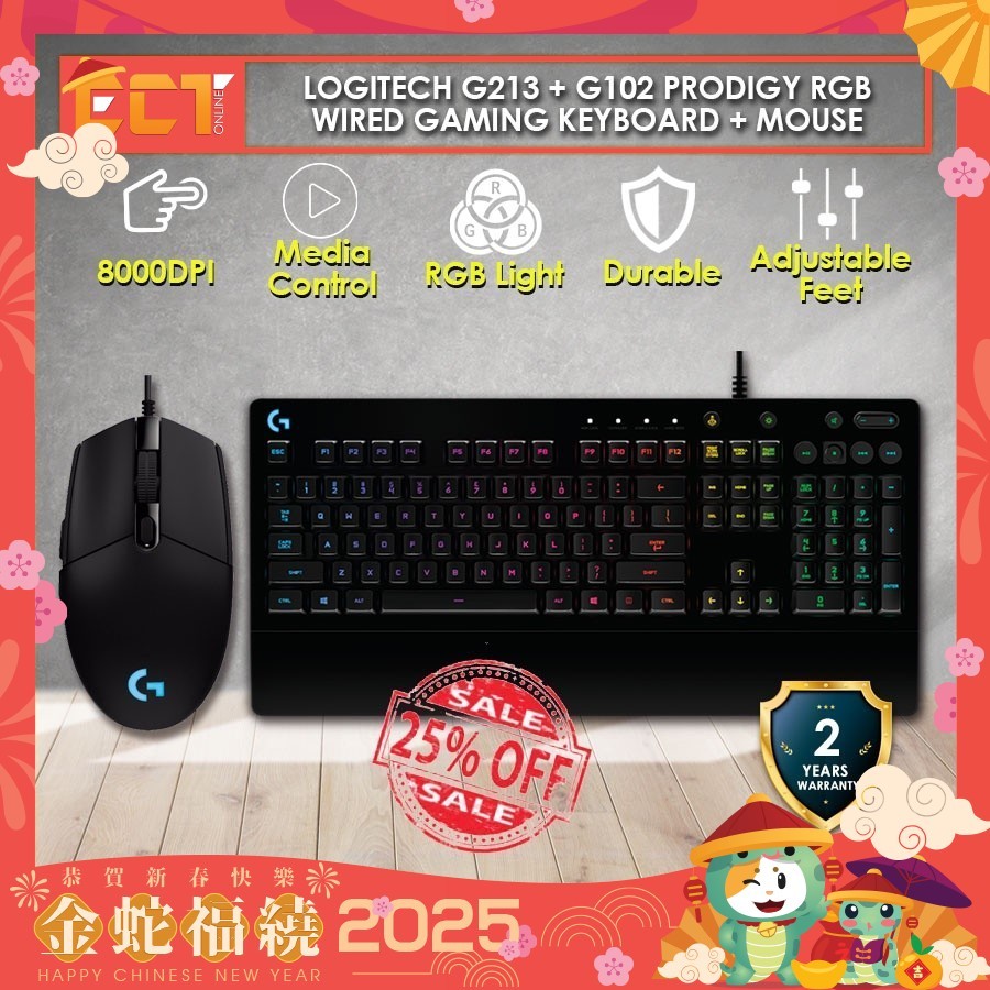 Logitech G213 Prodigy RGB Gaming Keyboard + Logitech G102 Prodigy ...