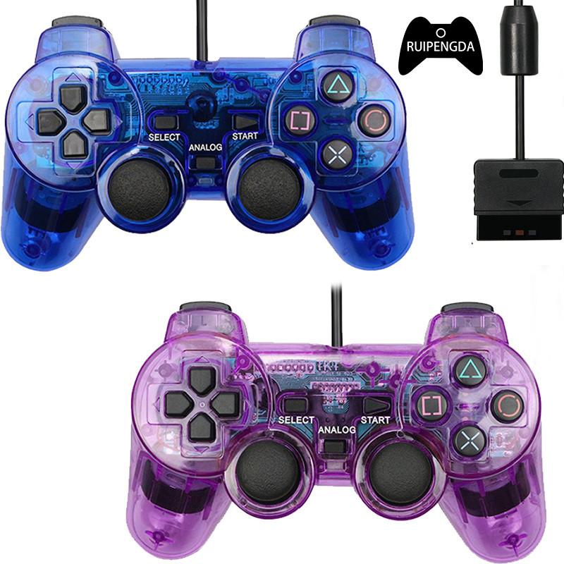 RUIPENGDA Transparent Color Wired Controller For PS2 /PS1 Console ...