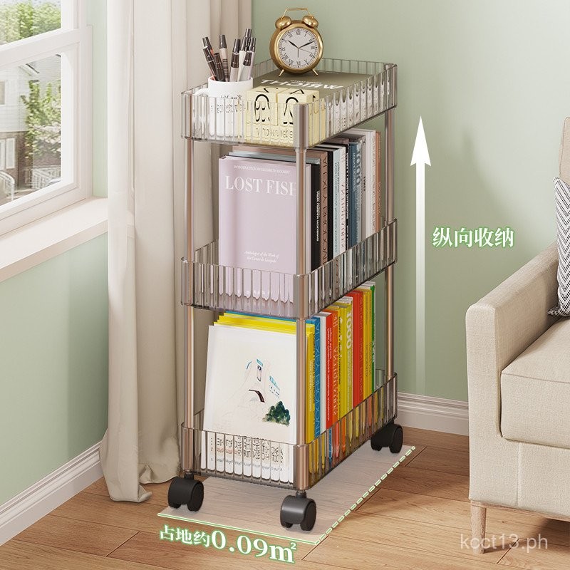 Bookshelf Storage Rack Under Desk Office Desktop Movable with Wheels ...