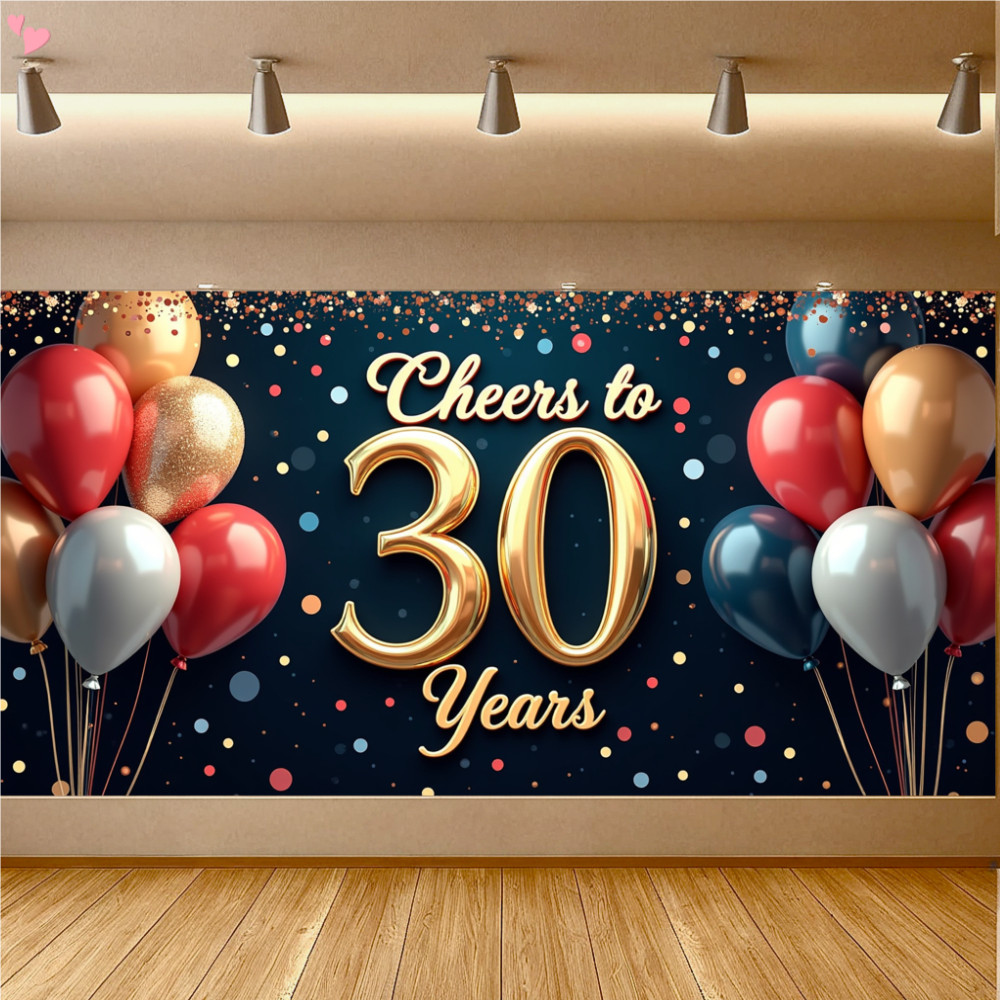 Cheers To 30 Years Backdrop Banner, Balloon Scraps Champagne Happy 30th ...