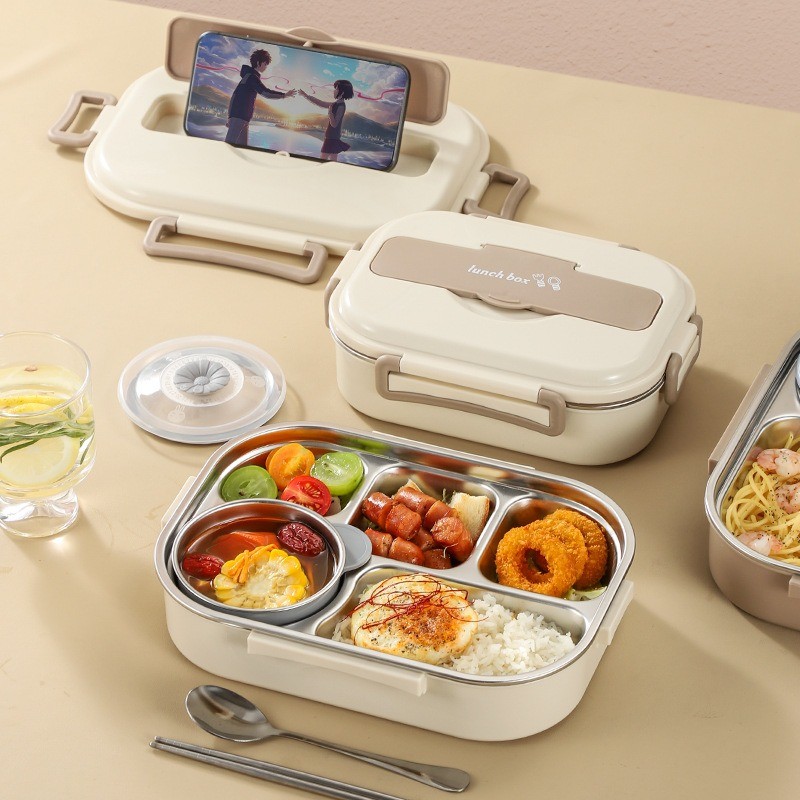 304 Stainless Steel Compartment Insulated Lunch Box Office Worker ...