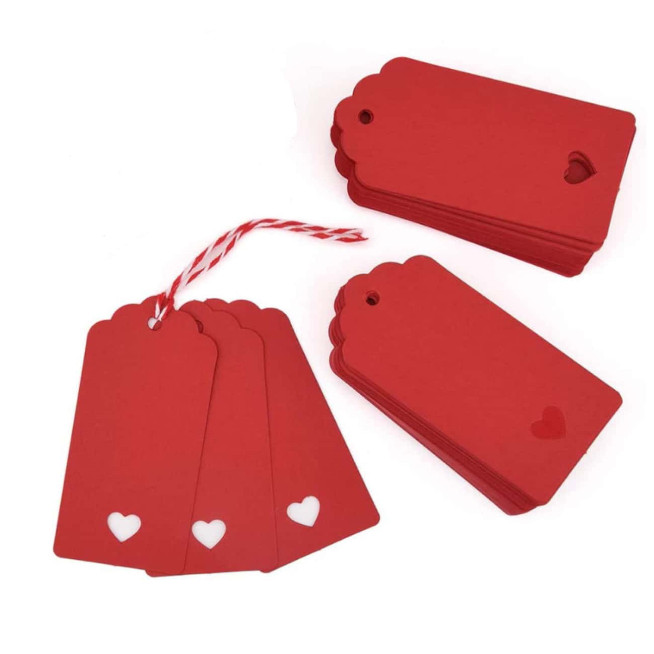 50pcs/100pcs Valentines Day Heart Tags Hang Tag Kraft Paper Gift Tags ...